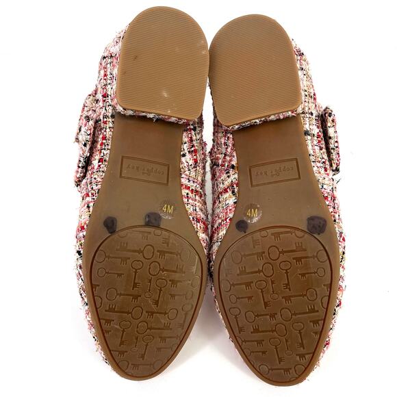 Copper Key Savvy Pink Plaid Metallic Tweed Bow Boots Big Girls Size 4 Block Heel - Picture 7 of 8